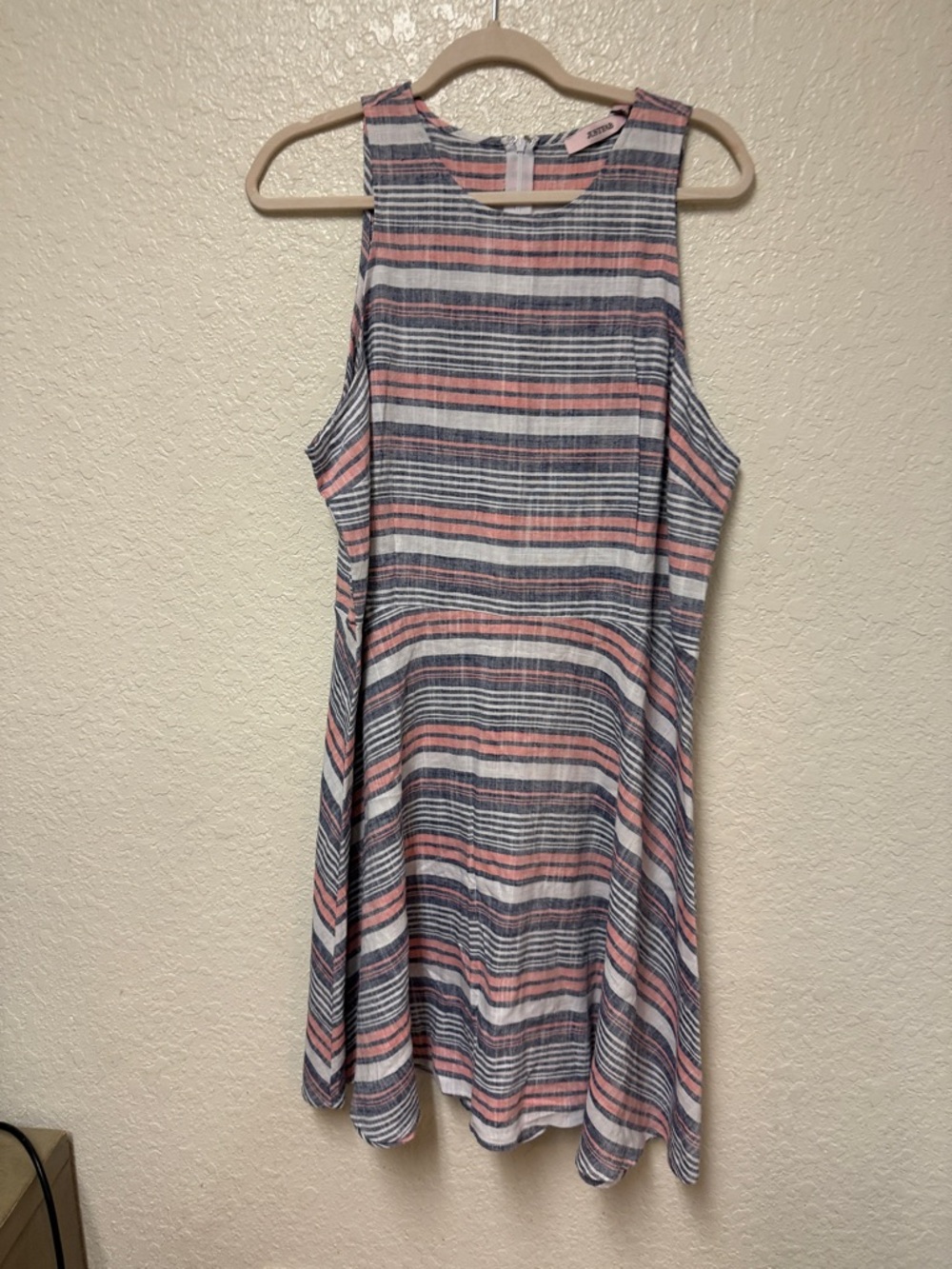 NWT JUSTFAB Striped Sleeveless Swing Dress in Pink, Navy & White